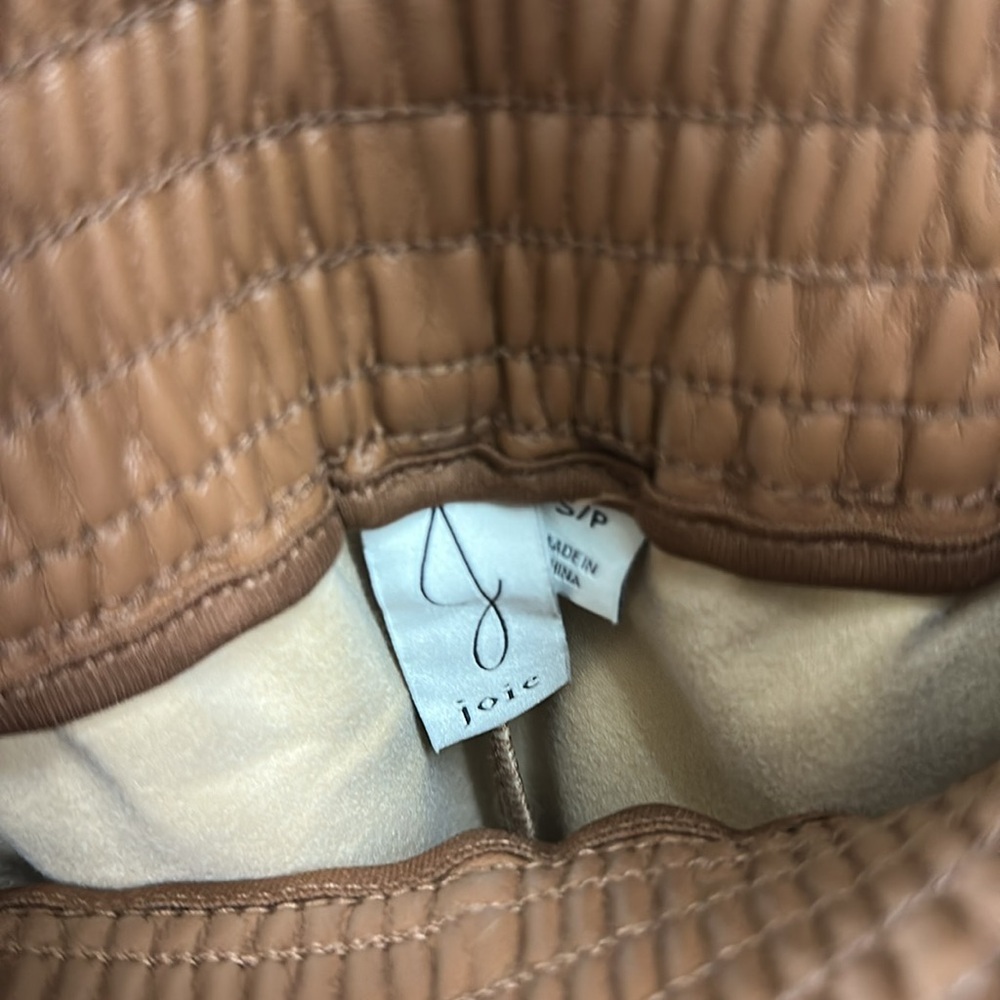 Joie Cognac Vegan Leather Pull-On Straight Leg Pants - Picture 5 of 5